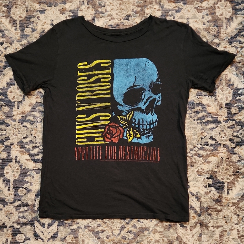 Rowdy Sprout Guns N Roses Black Graphic  T-Shirt Girls